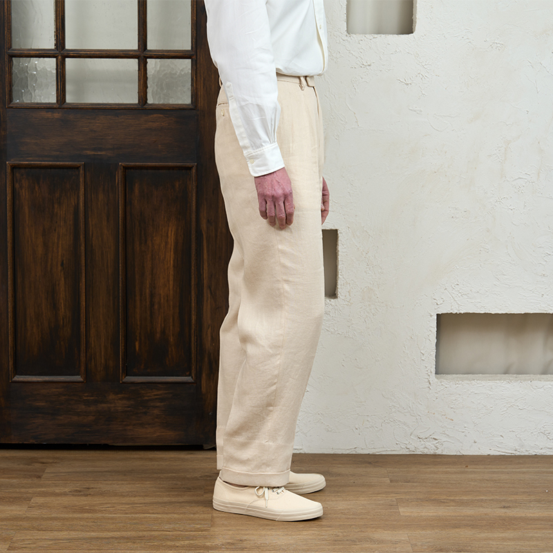 日本製】リネン100%ツイル ツータックパンツ | TEIJIN MEN'S